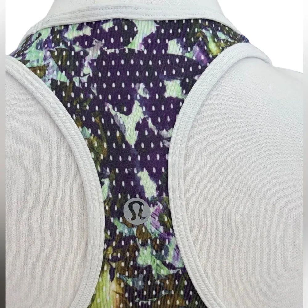 Lululemon Cool Racerback tank top, "Floral Sport White Multi-Color" pattern sz 4 - Picture 6 of 8